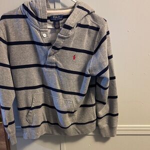 Polo by Ralph Lauren Gray and Navy Striped Hoodie